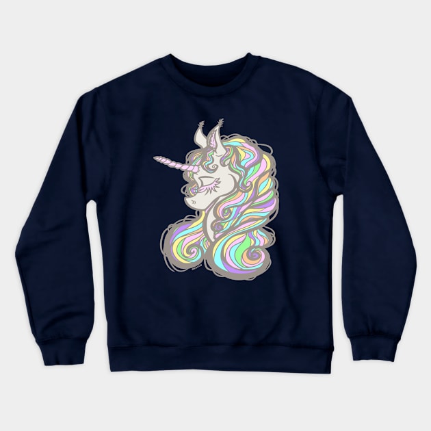 Rainbow Unicorn Crewneck Sweatshirt by Jan Grackle